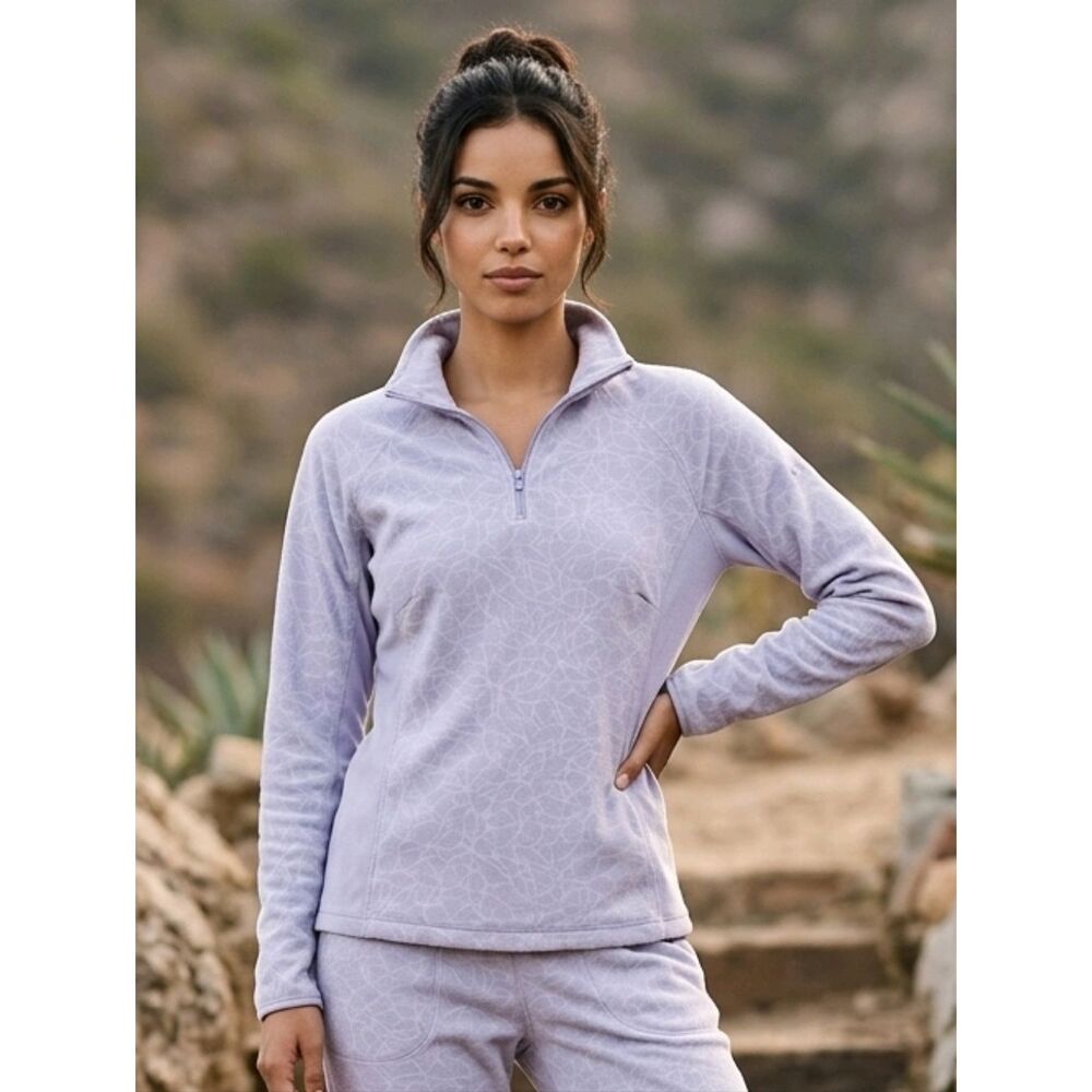Columbia Arctic Air Microfleece Quarter Zip Pullover Women's Small Lilac Print